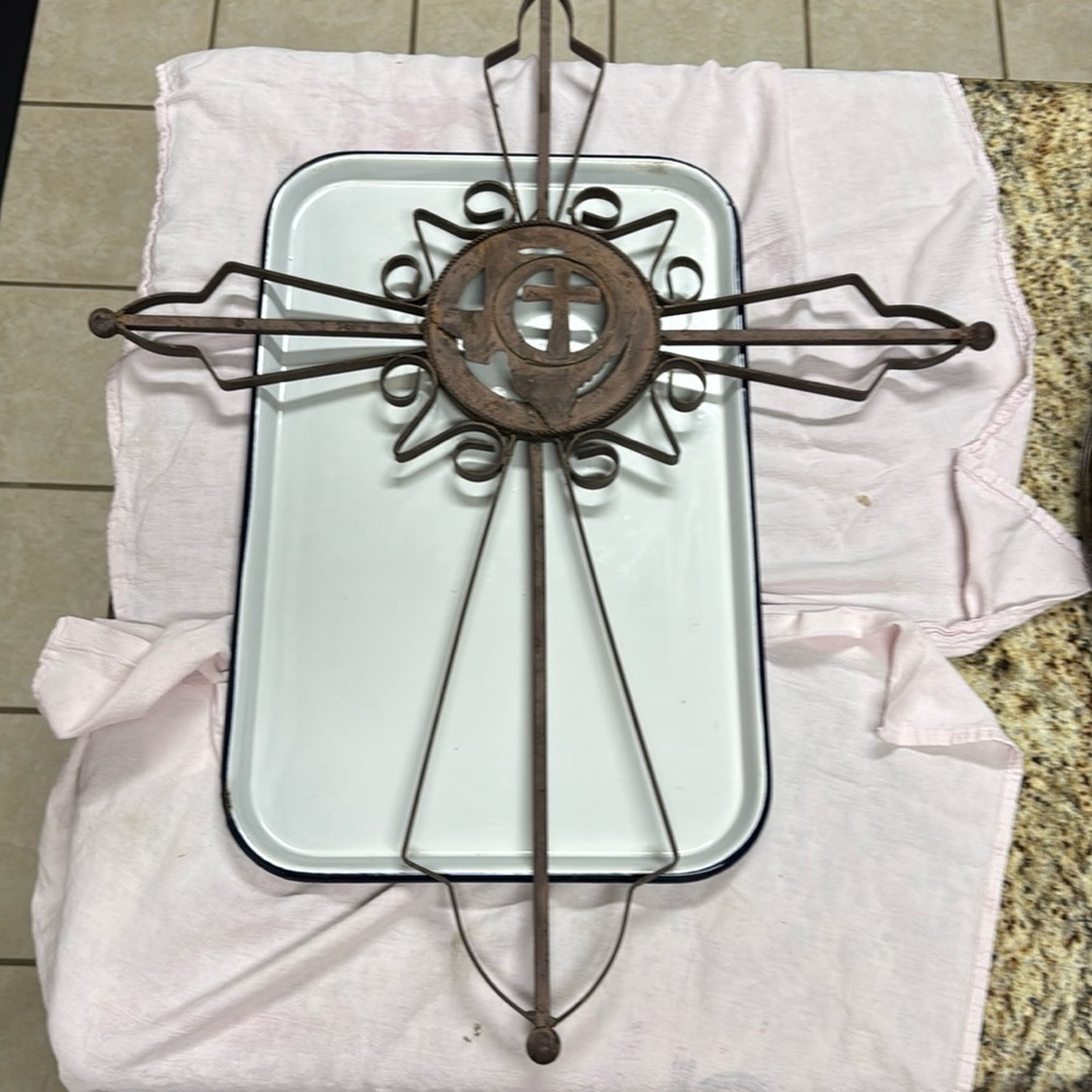 Metal Cross with Texas & Cross in Center